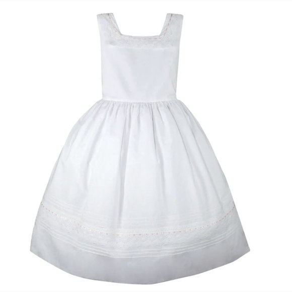 White Dress Pintucks Lace Girls Designer Couture GORGEOUS Flower Girl Spring NWT - Picture 5 of 9